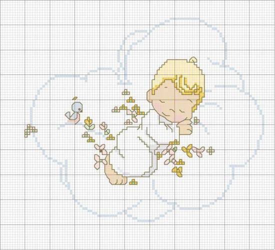 Schema punto croce Bambino Nuvola
