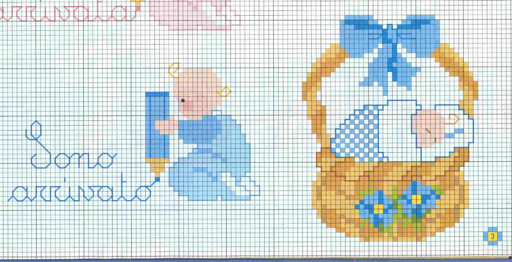 Schema punto croce Cestino Nascita