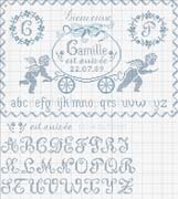 Schema punto croce Cuscino Nascita Angioletti