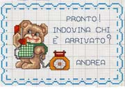 Schema punto croce Orsetto Sono Arrivato