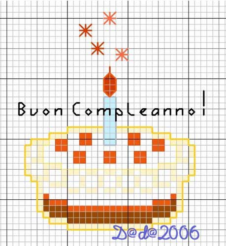Schema punto croce Torta-buon-compleanno
