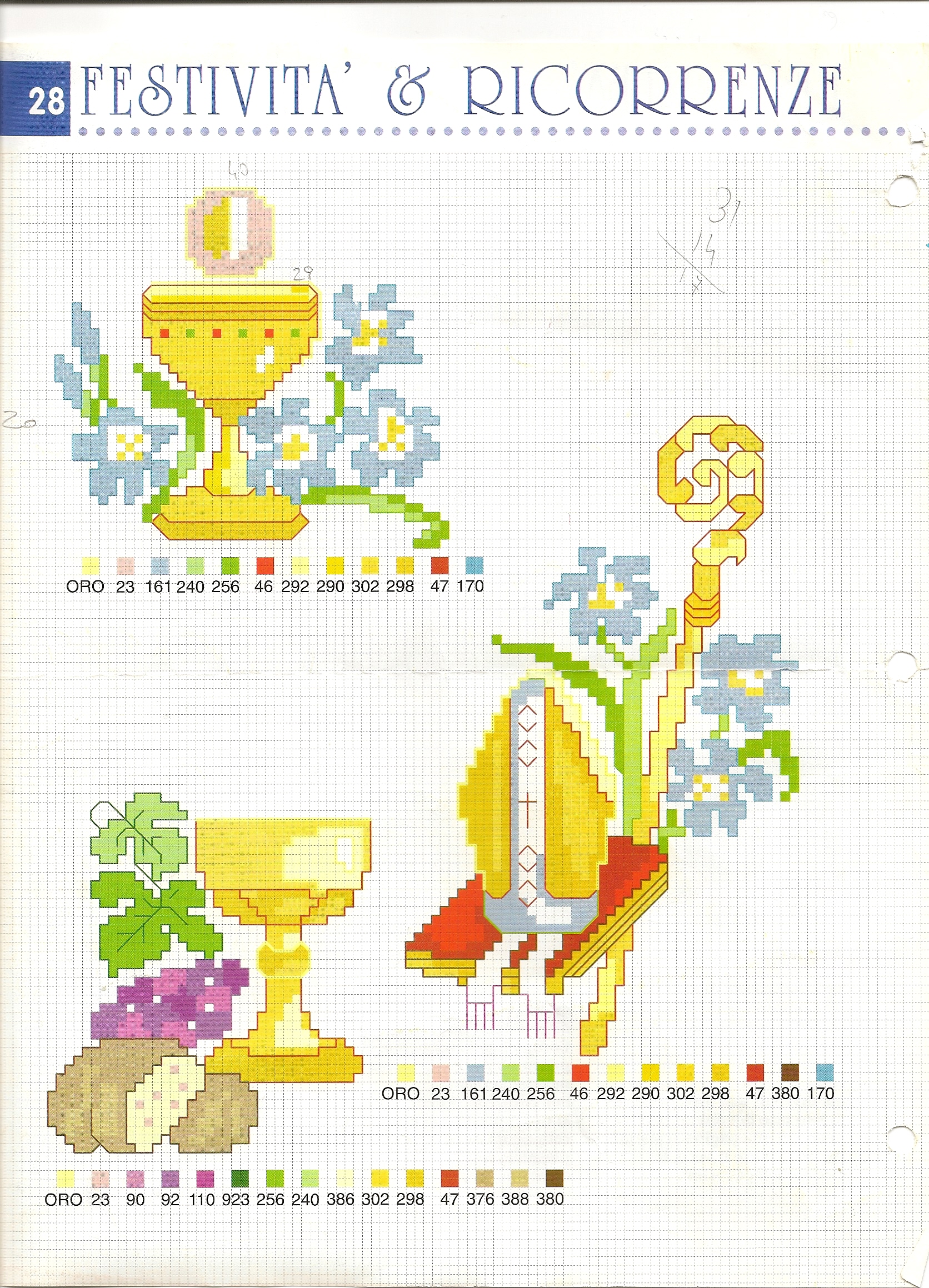 Schema punto croce Calice Bastone