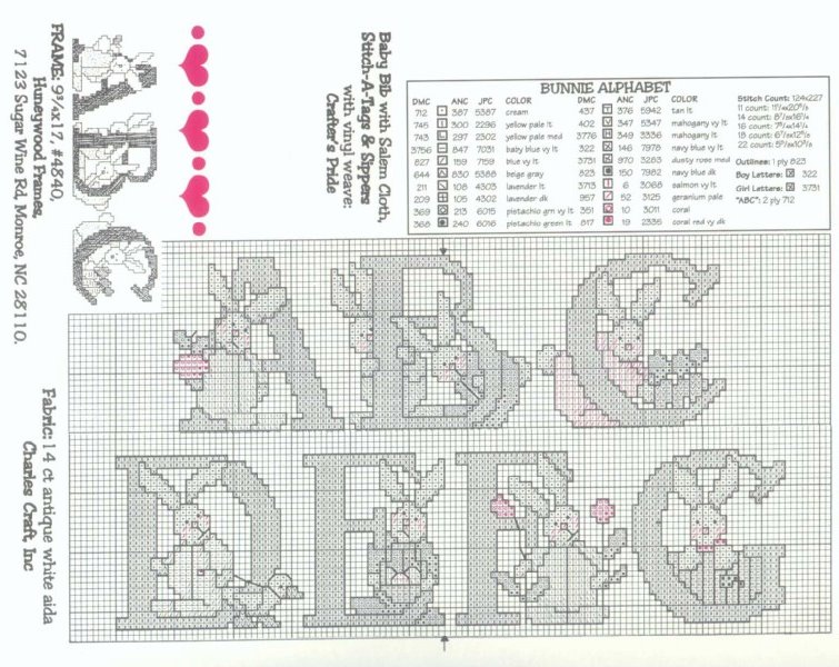 Schema punto croce Abc Baby Bunnies 02