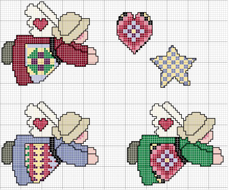 Schema punto croce Angeli Ornamenti