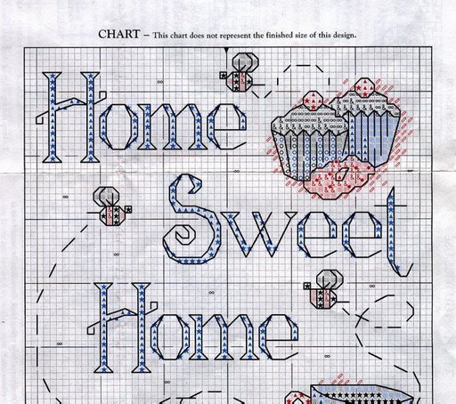Schema punto croce Banner Sweet Home 02