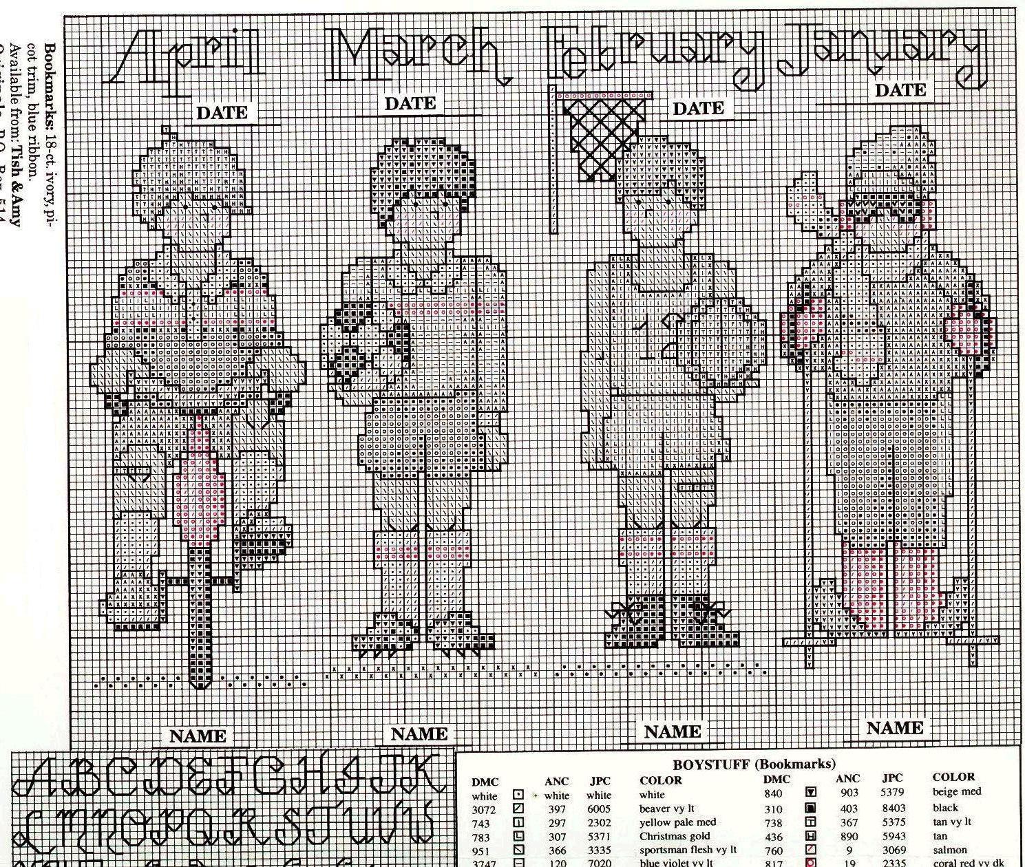 Schema punto croce Boy Stuff Bookmarks 02