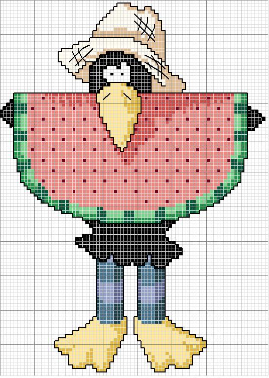 Schema punto croce Corvo E Anguria