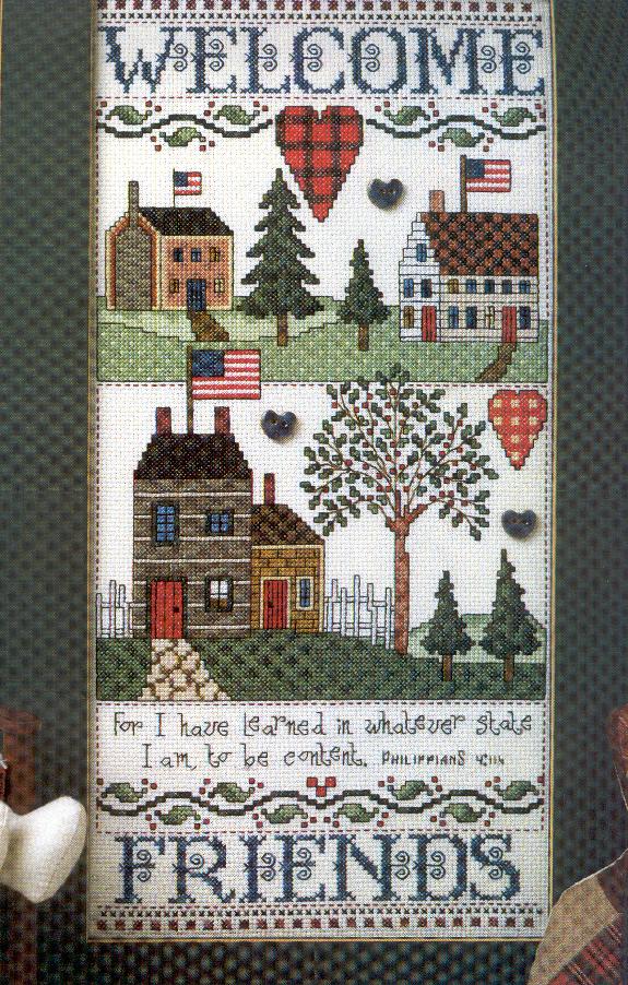 Schema punto croce Country Sampler Welcome 01