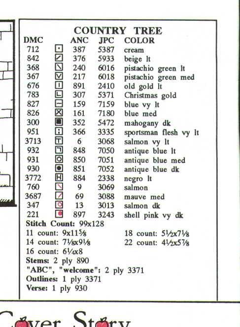 Schema punto croce Country Tree 03