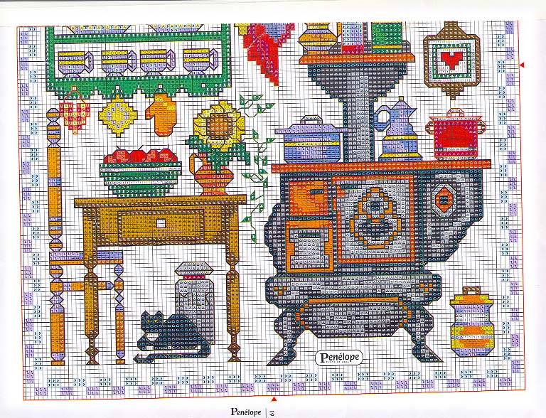 Schema punto croce Cucina 03