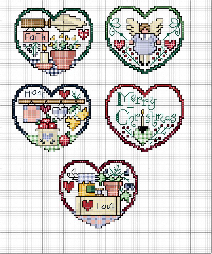 Schema punto croce Cuori Country