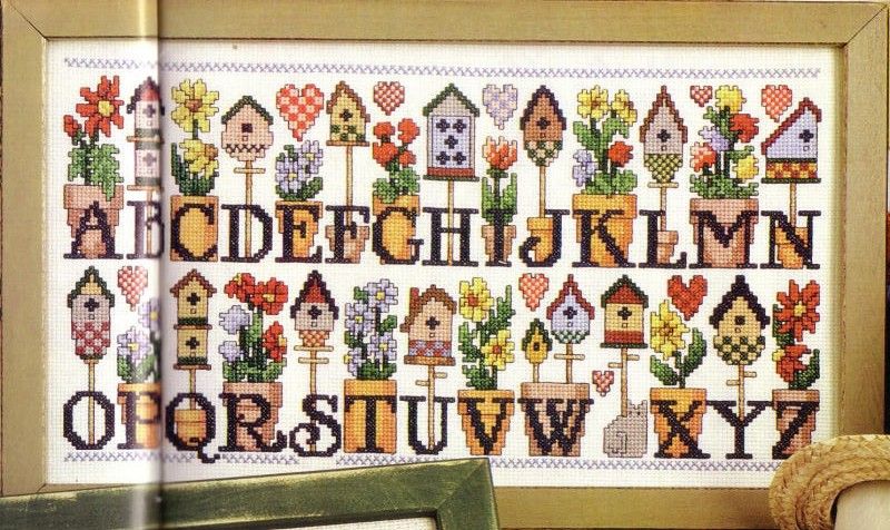 Schema punto croce Flowerpots Abc 02