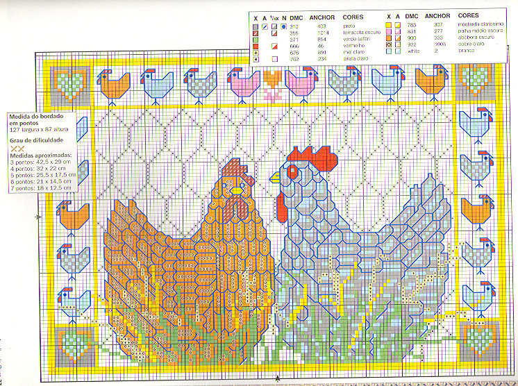 Schema punto croce Galline