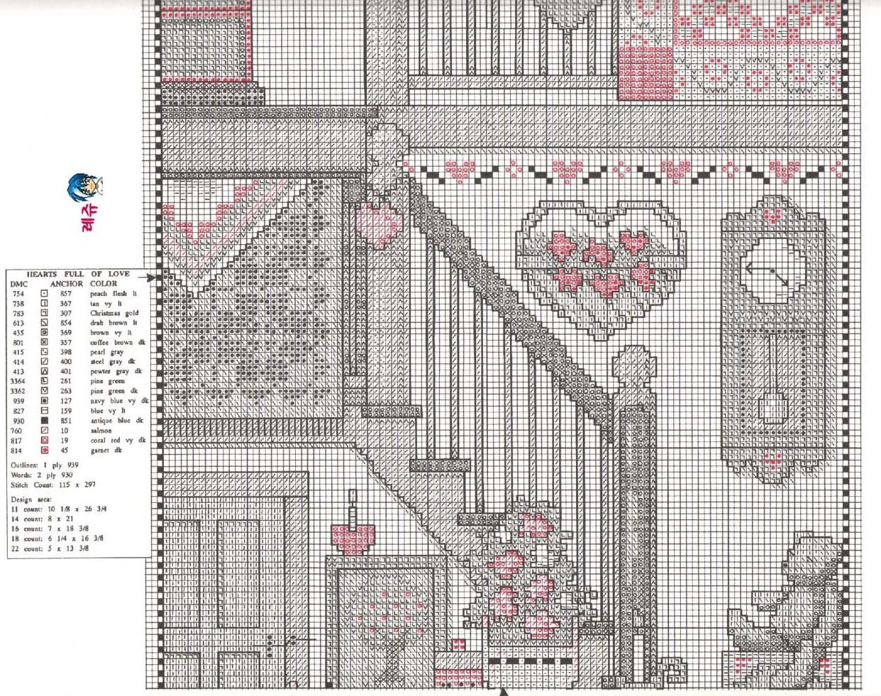 Schema punto croce Hearts Full Love 03