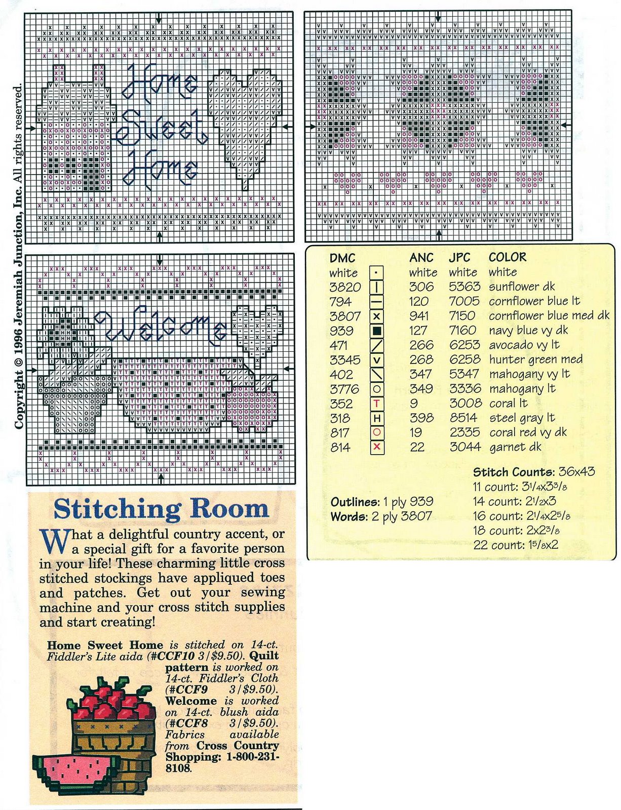 Schema punto croce Homespun Hearth 03