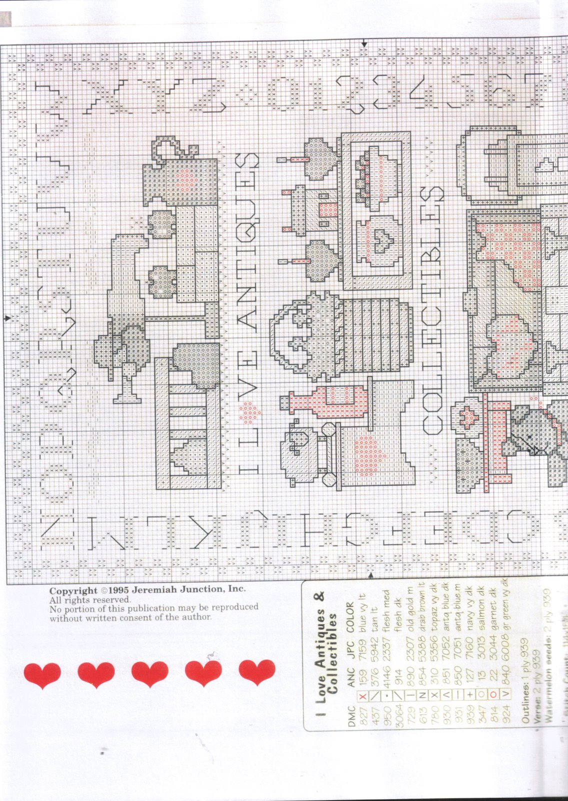 Schema punto croce I Love Antiques 03