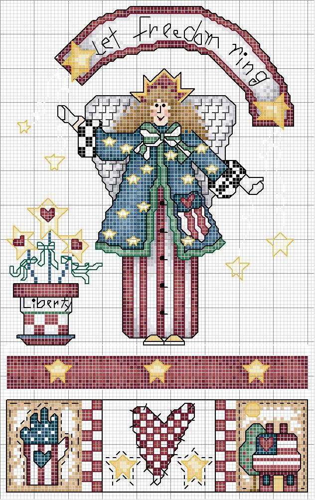 Schema punto croce Let Freedom Ring Angel