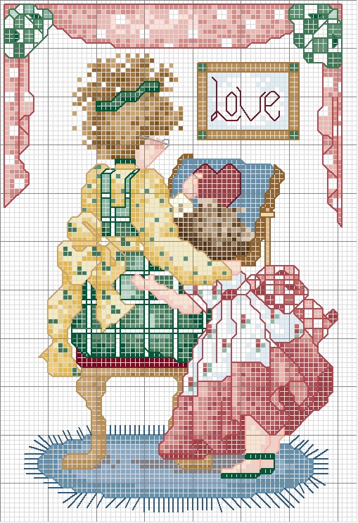 Schema punto croce Ricamatrice 01