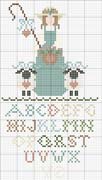 Schema punto croce Shepherdess With Alphabet