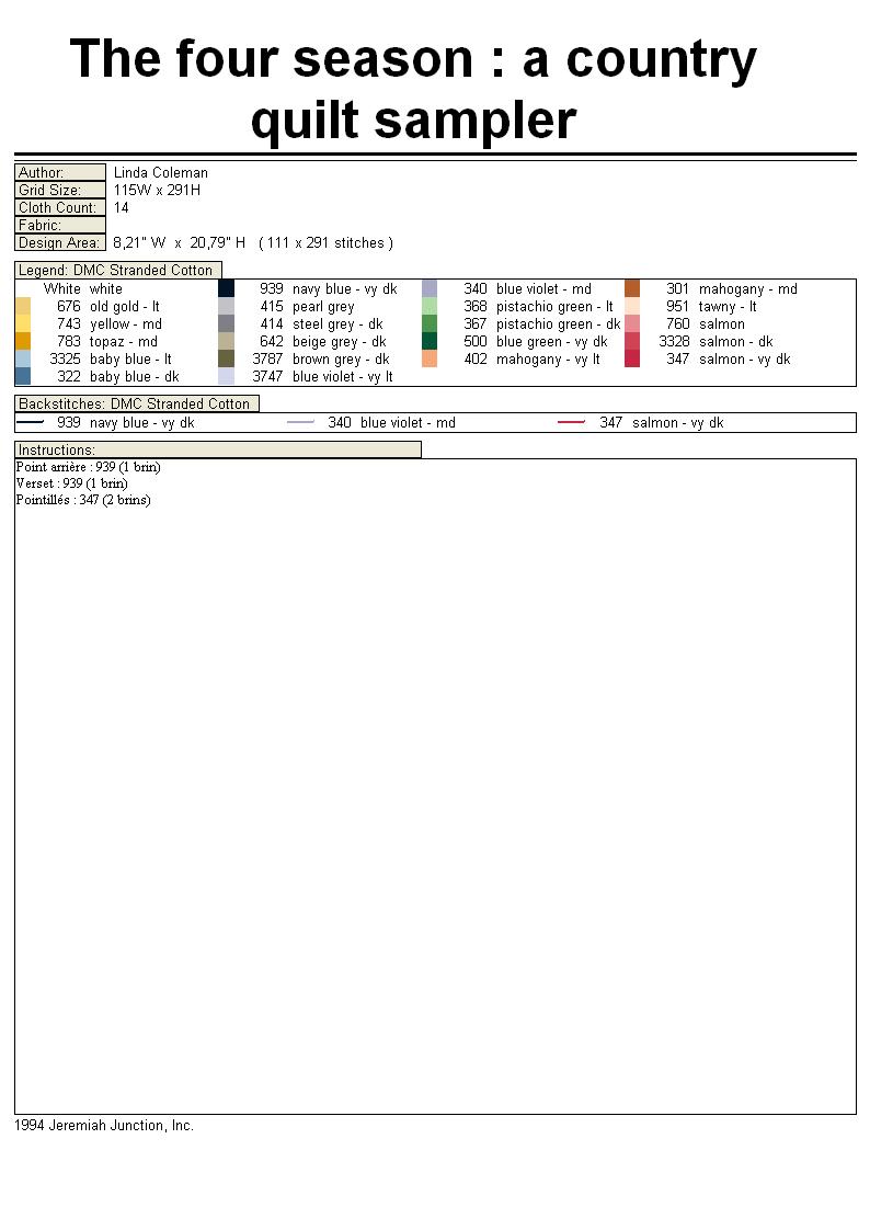 Schema punto croce Stagioni Country 07