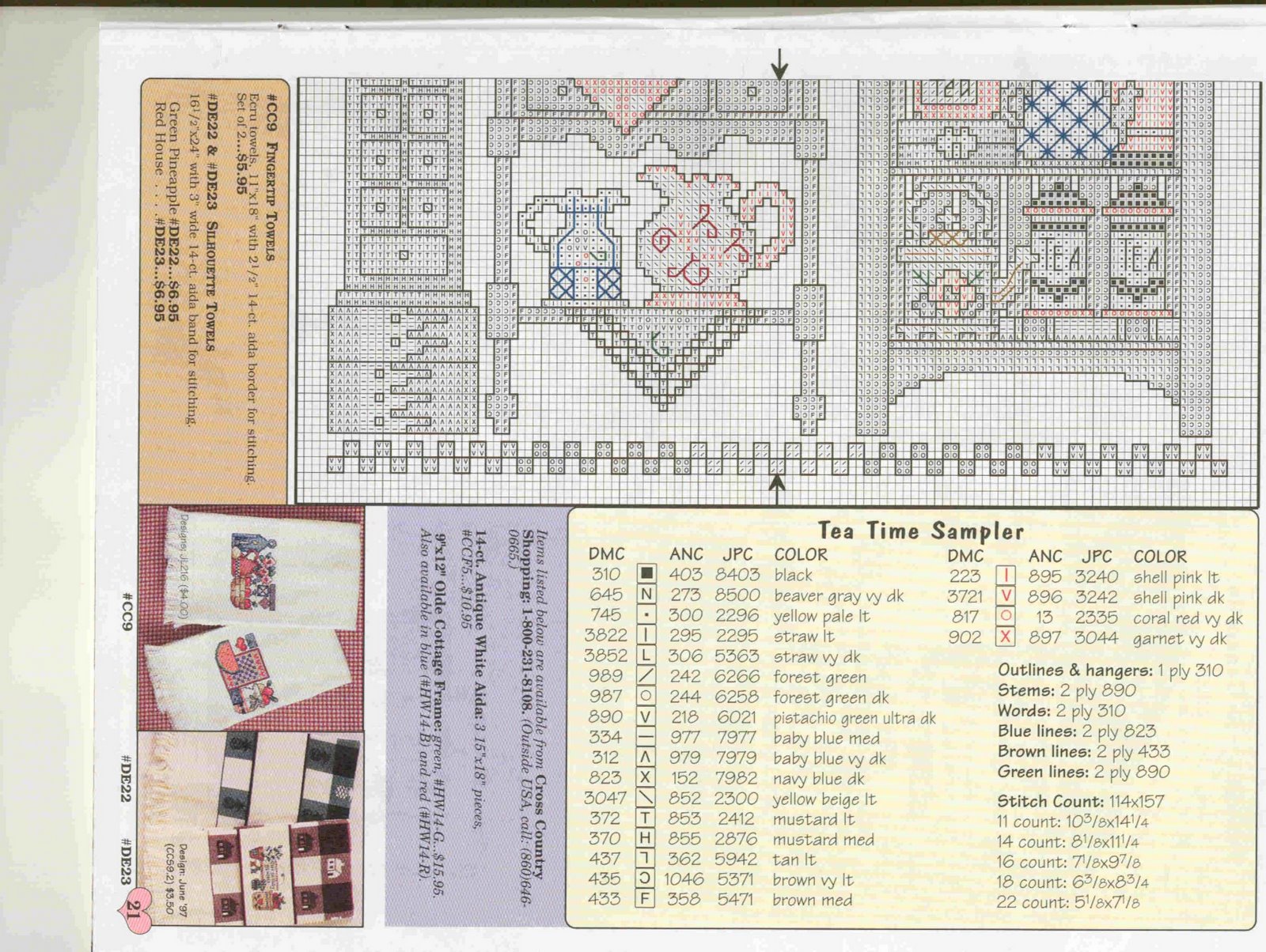 Schema punto croce Tea Time Sampler 03