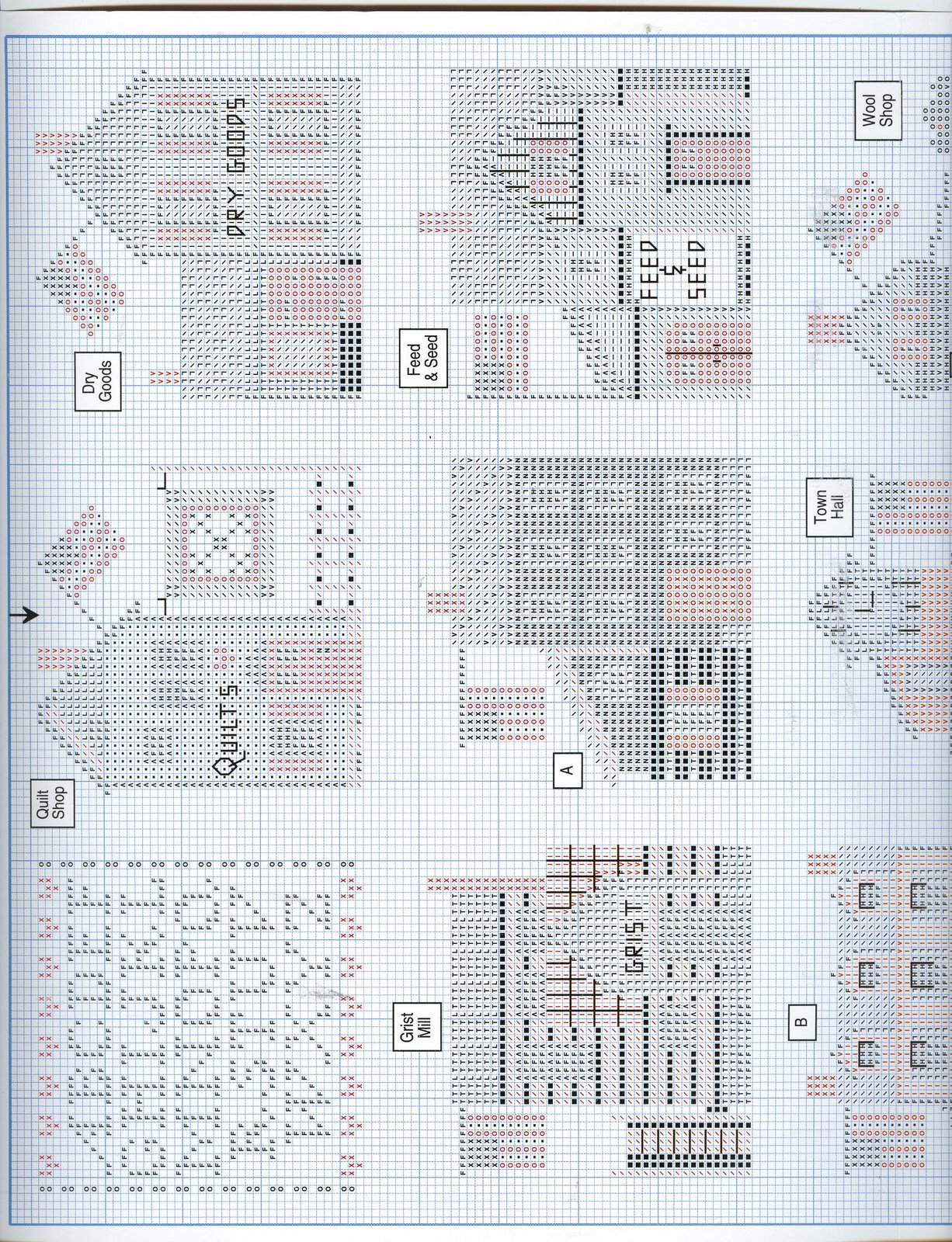 Schema punto croce Village Sampler 02