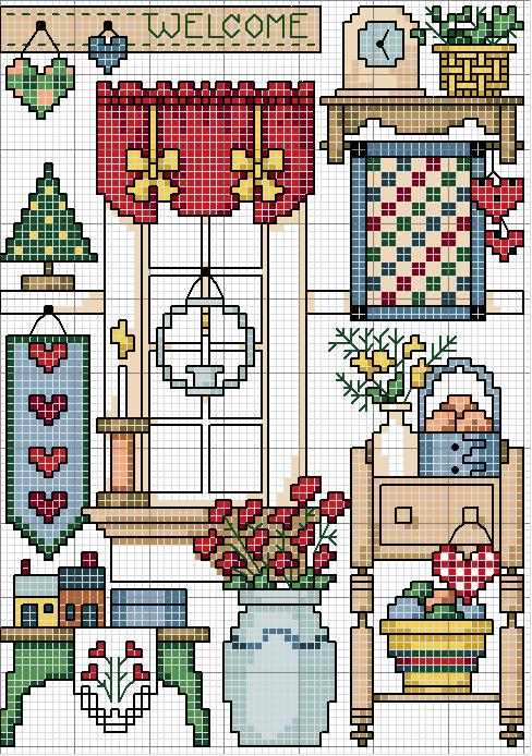 Schema punto croce Welcome 02