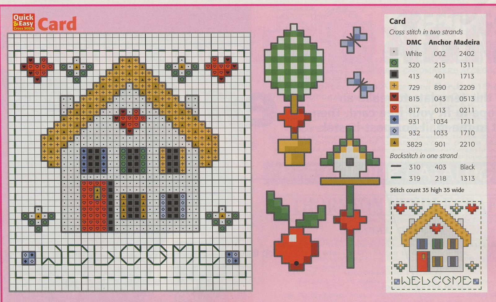 Schema punto croce Welcome Card2