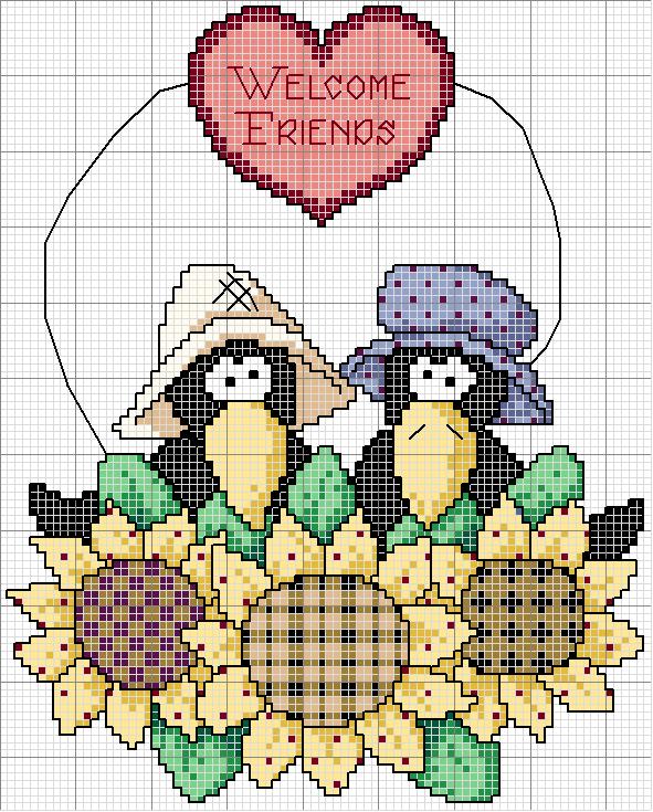 Schema punto croce Welcome Friends