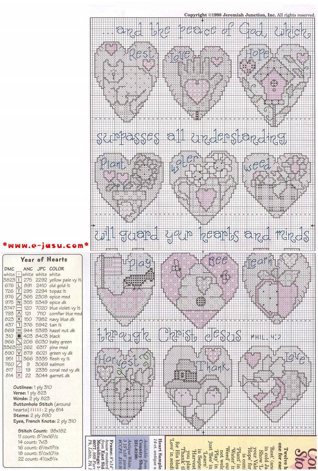 Schema punto croce Year Of Hearts 02