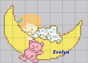 Schema punto croce Beb&eacute; sulla luna