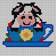 Schema punto croce Tazza con mucca