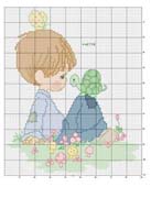 Schema punto croce Bimbo e tartarughina