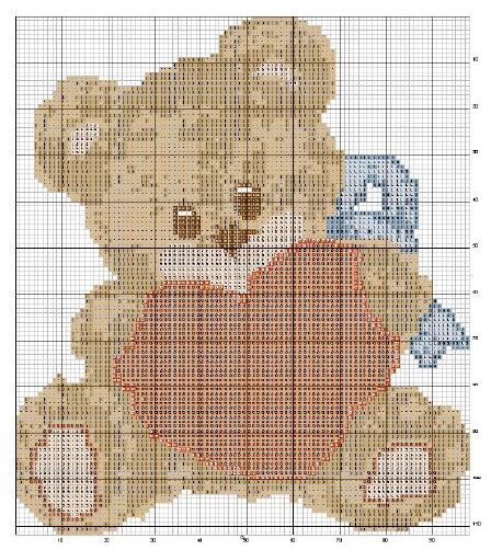 Schema punto croce Orsetto cuore