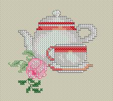 Schema punto croce Teiera tazza