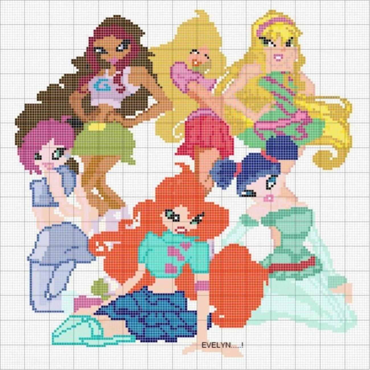 Schema punto croce Winx