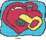 Schema punto croce Chiave su cuore