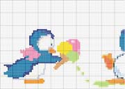 Schema punto croce Pinguini con gelato