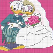 Schema punto croce Topolino e Topolina sposi