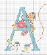 Schema punto croce letter A blu