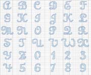 Schema punto croce Alfabeto celestino