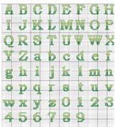 Schema punto croce Alfabeto verde 