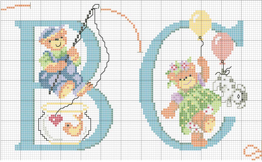 Schema punto croce Bc blu