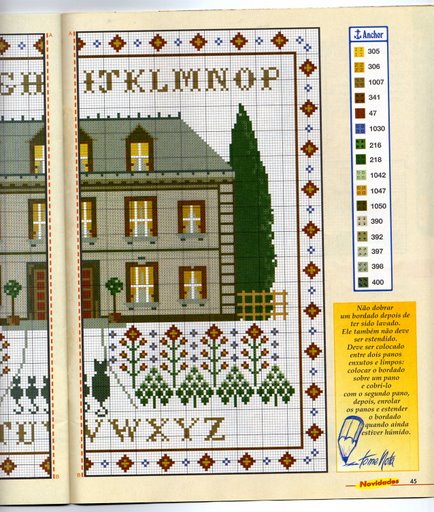 Schema punto croce Alfabeto casa2