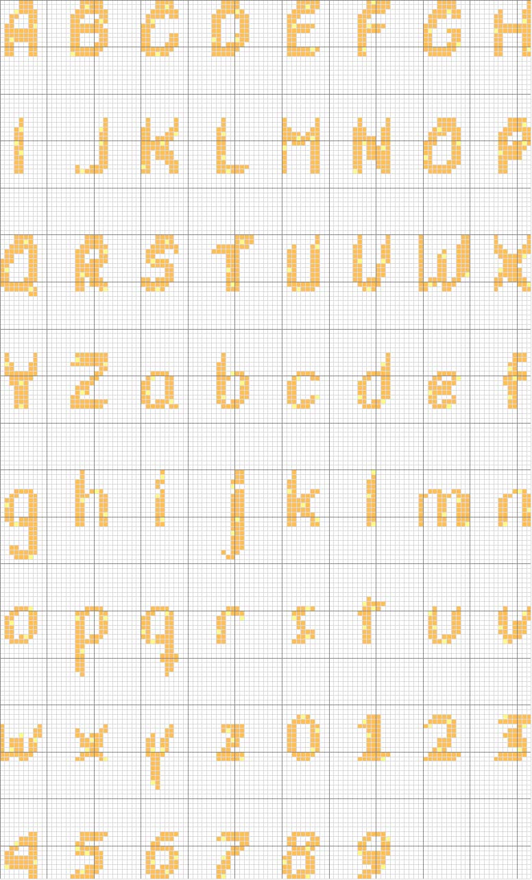 Schema punto croce Alfabeto giallo