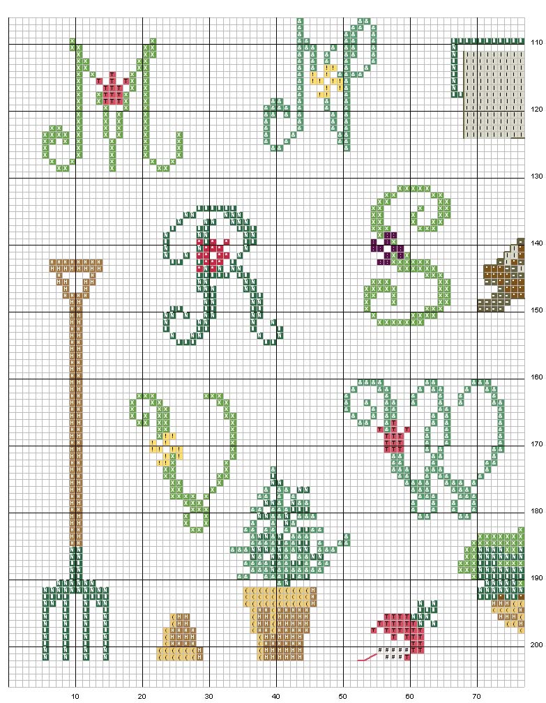 Schema punto croce Alfabeto giardino1