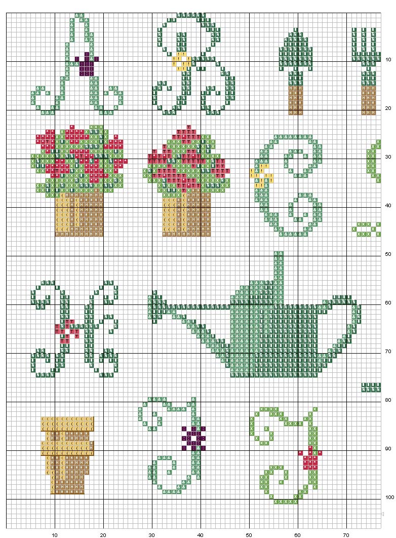 Schema punto croce Alfabeto giardino2