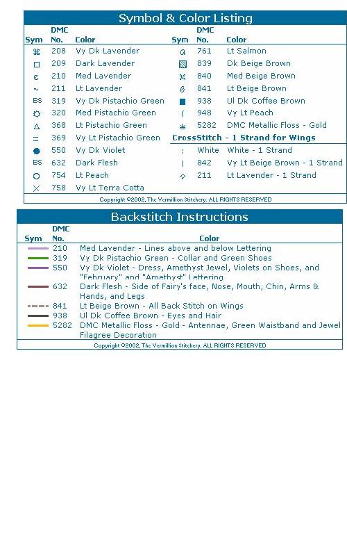 Schema punto croce Fata febbraio legenda
