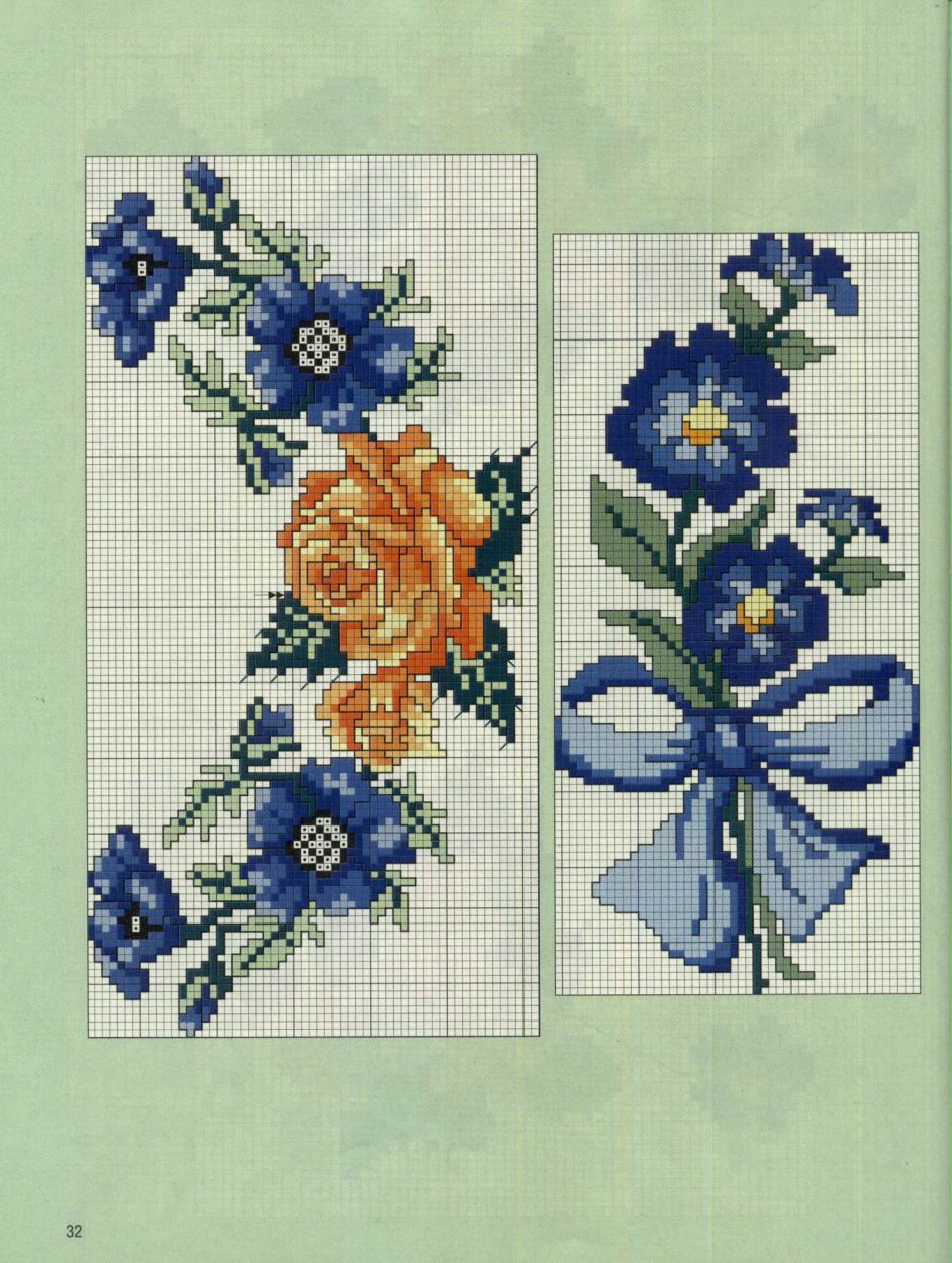 Schema punto croce Fiore blu2