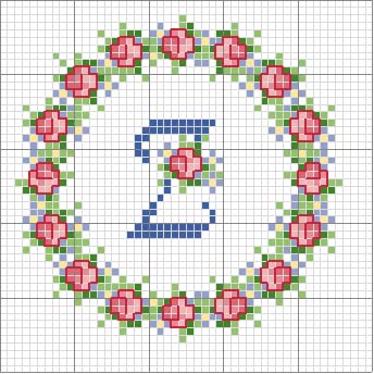 Schema punto croce Rosa z